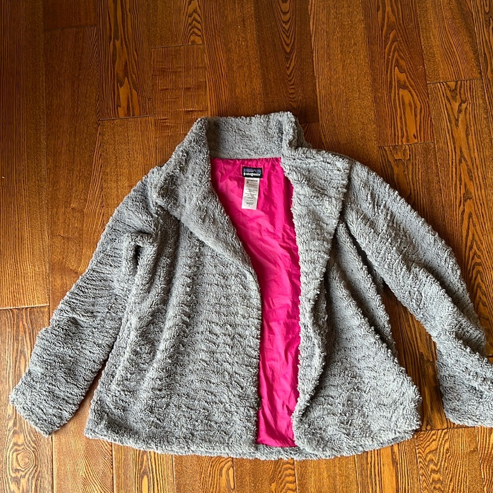 Patagonia Pelage Faux Fur Jacket Fleece Teddy Large Gray Pink